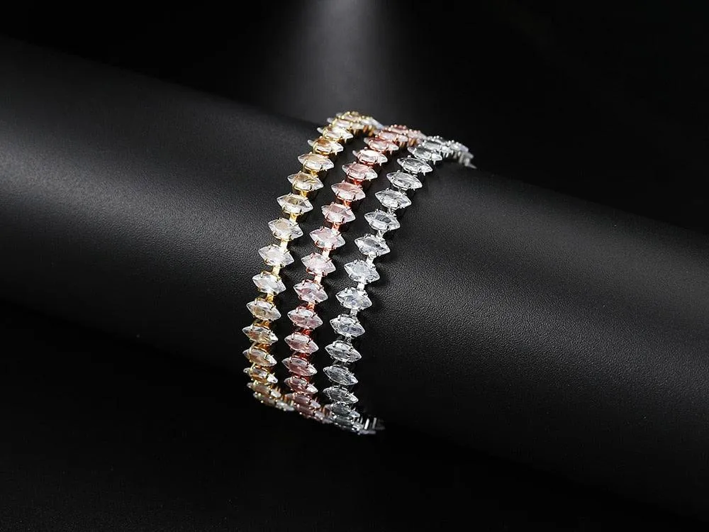 ADORABLE Waterdrop Shape Crystal AAA  Cubic Zirconia Simulated Diamonds Gold Color Tennis Bracelets for Women