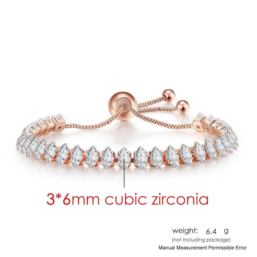 ADORABLE Waterdrop Shape Crystal AAA  Cubic Zirconia Simulated Diamonds Gold Color Tennis Bracelets for Women