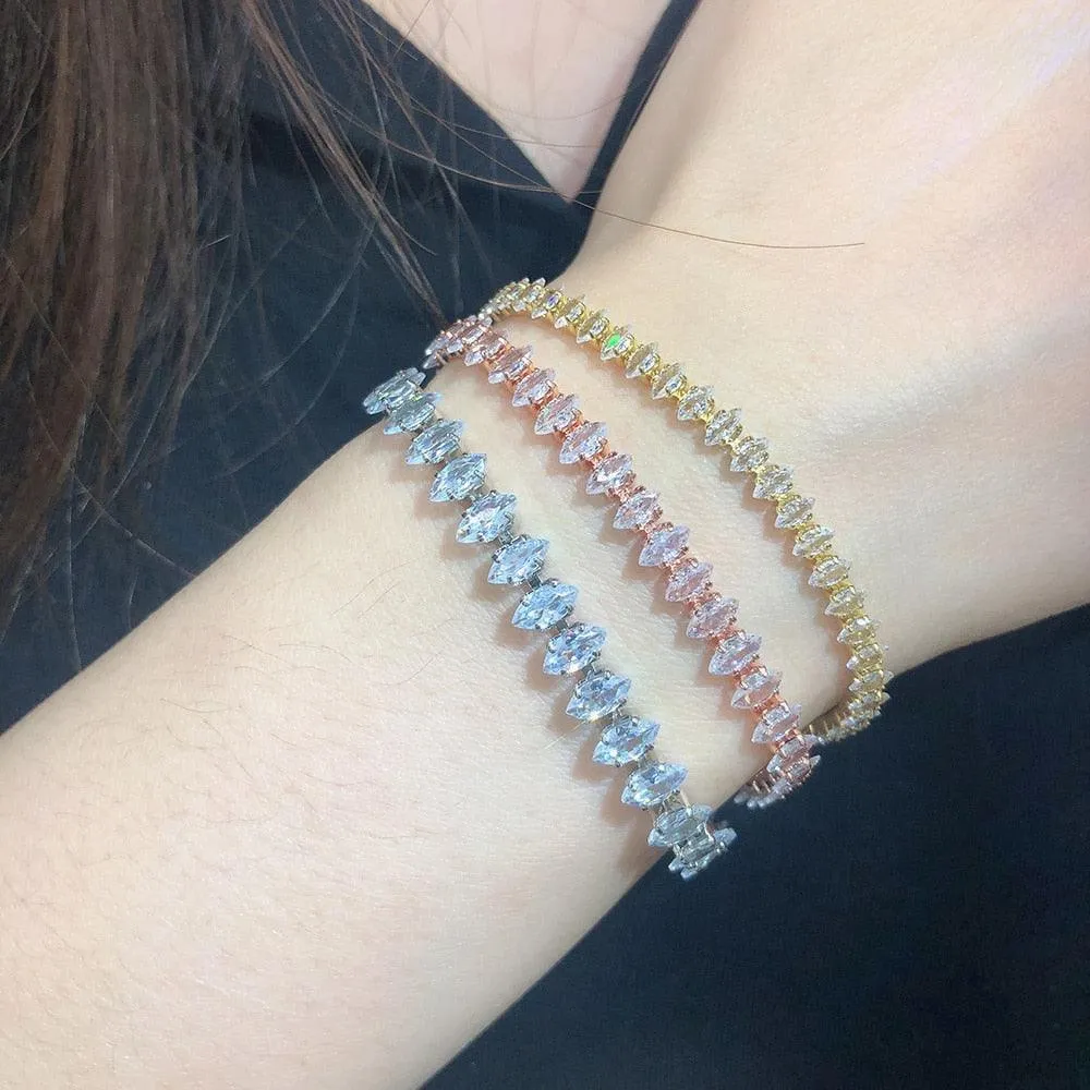 ADORABLE Waterdrop Shape Crystal AAA  Cubic Zirconia Simulated Diamonds Gold Color Tennis Bracelets for Women