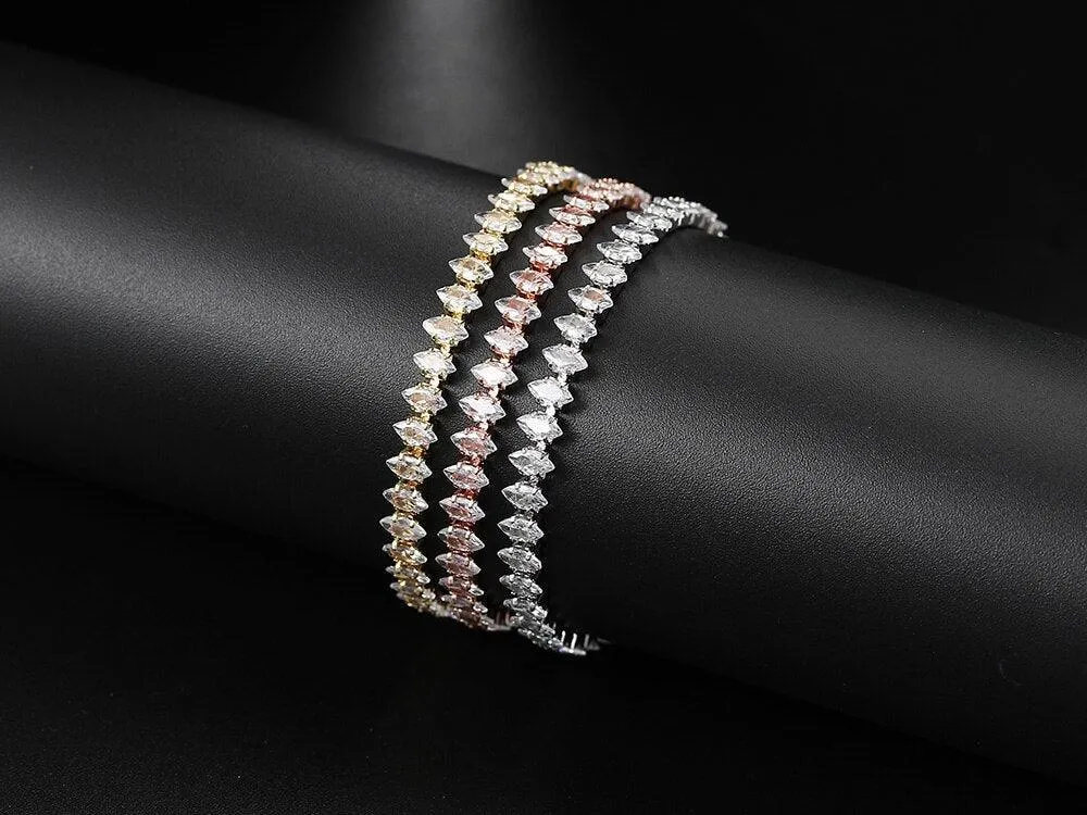 ADORABLE Waterdrop Shape Crystal AAA  Cubic Zirconia Simulated Diamonds Gold Color Tennis Bracelets for Women