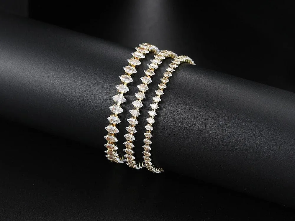 ADORABLE Waterdrop Shape Crystal AAA  Cubic Zirconia Simulated Diamonds Gold Color Tennis Bracelets for Women