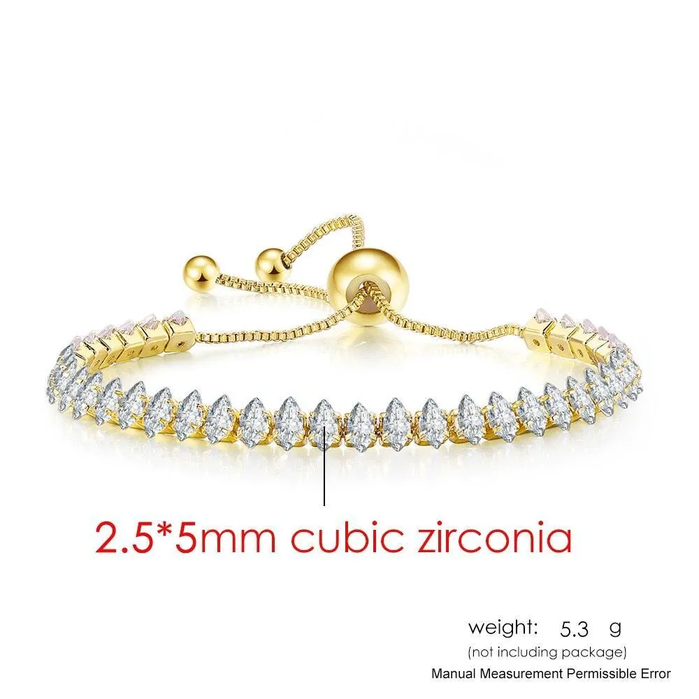 ADORABLE Waterdrop Shape Crystal AAA  Cubic Zirconia Simulated Diamonds Gold Color Tennis Bracelets for Women