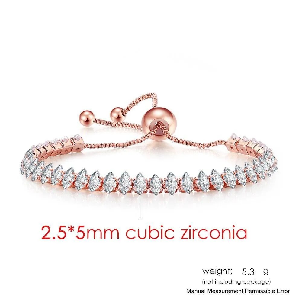 ADORABLE Waterdrop Shape Crystal AAA  Cubic Zirconia Simulated Diamonds Gold Color Tennis Bracelets for Women