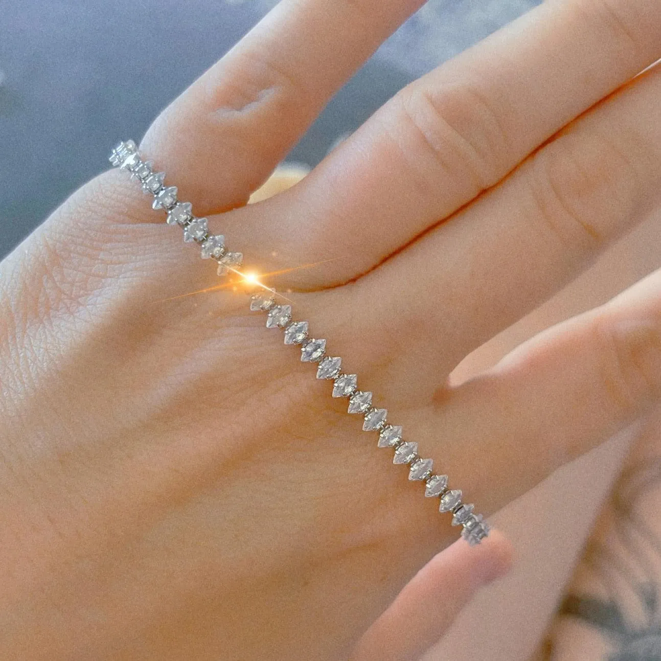 ADORABLE Waterdrop Shape Crystal AAA  Cubic Zirconia Simulated Diamonds Gold Color Tennis Bracelets for Women