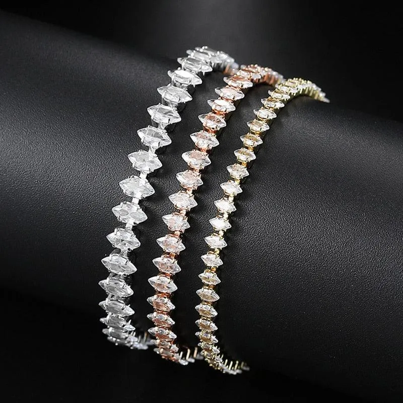 ADORABLE Waterdrop Shape Crystal AAA  Cubic Zirconia Simulated Diamonds Gold Color Tennis Bracelets for Women