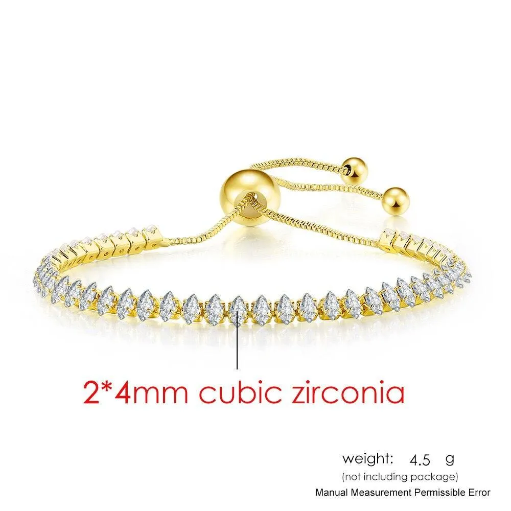 ADORABLE Waterdrop Shape Crystal AAA  Cubic Zirconia Simulated Diamonds Gold Color Tennis Bracelets for Women