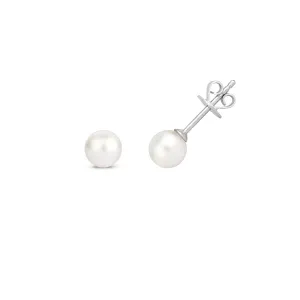 Akoya Pearl Stud Earrings - 18k White Gold, 5mm