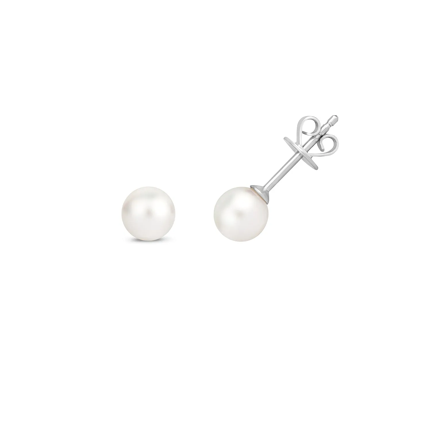 Akoya Pearl Stud Earrings - 18k White Gold, 5mm