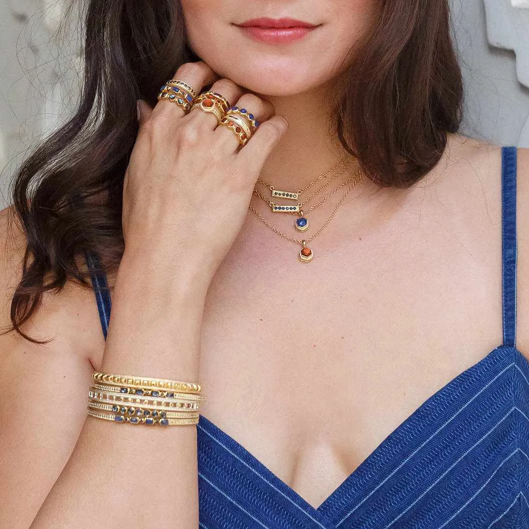 Anna Beck Garnet Mosaic Stacking Ring - Gold