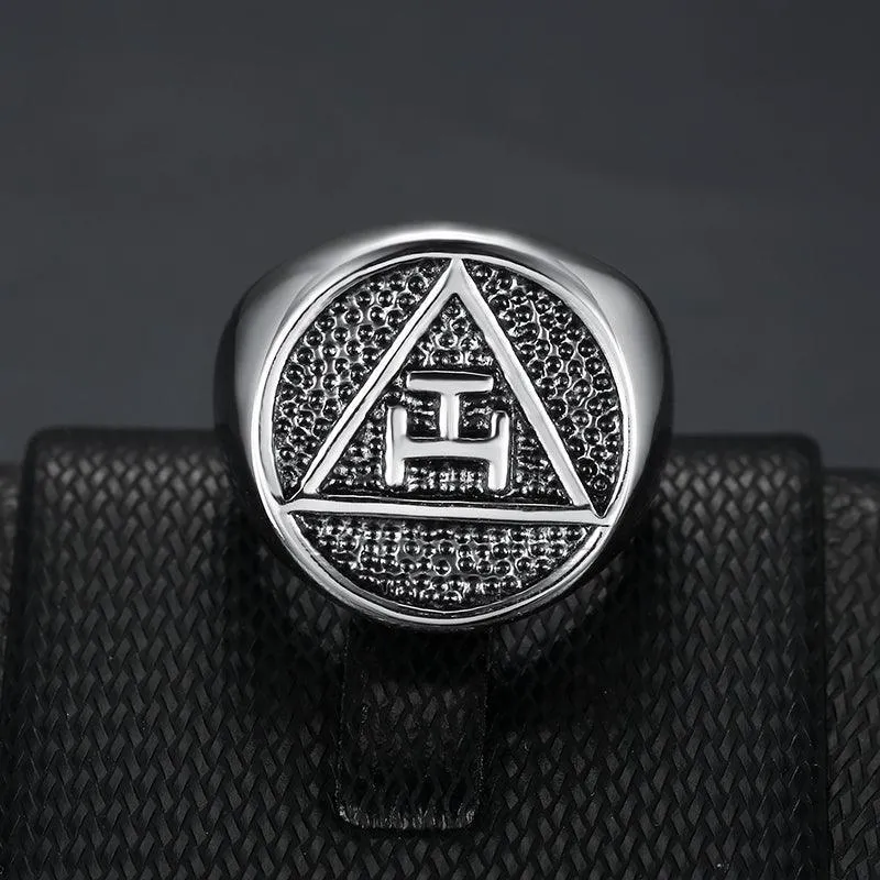 Antique Style Polished Surface 316 Stainless Steel Royal Arch Masonic Rings