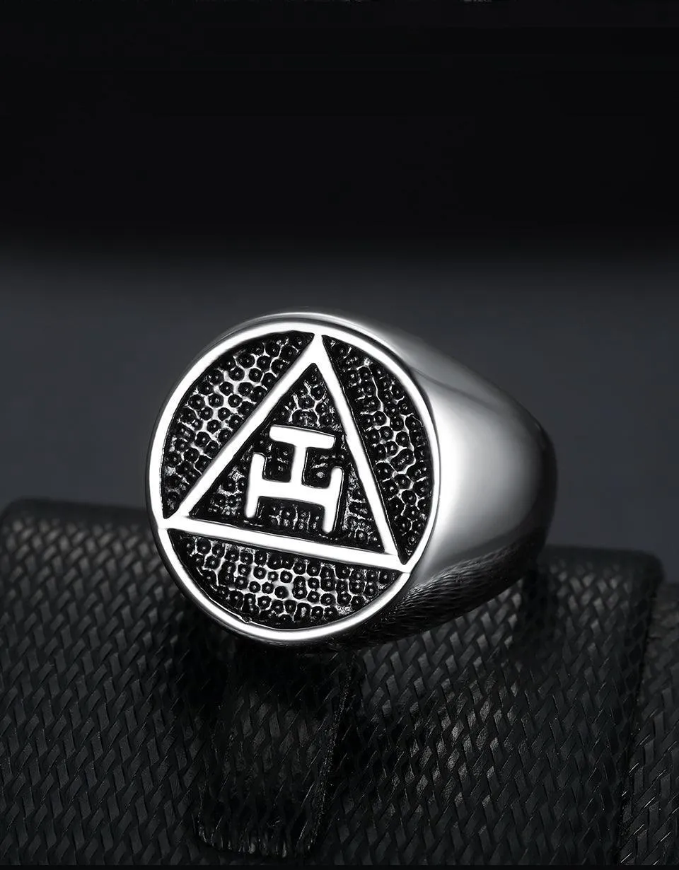 Antique Style Polished Surface 316 Stainless Steel Royal Arch Masonic Rings