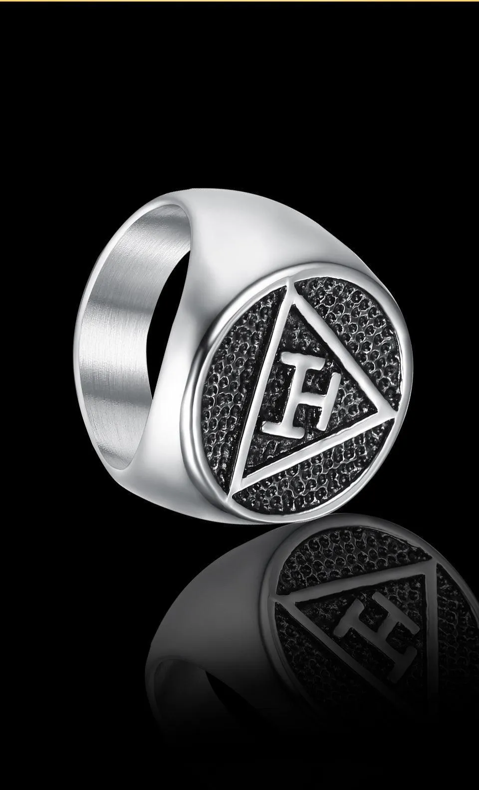 Antique Style Polished Surface 316 Stainless Steel Royal Arch Masonic Rings
