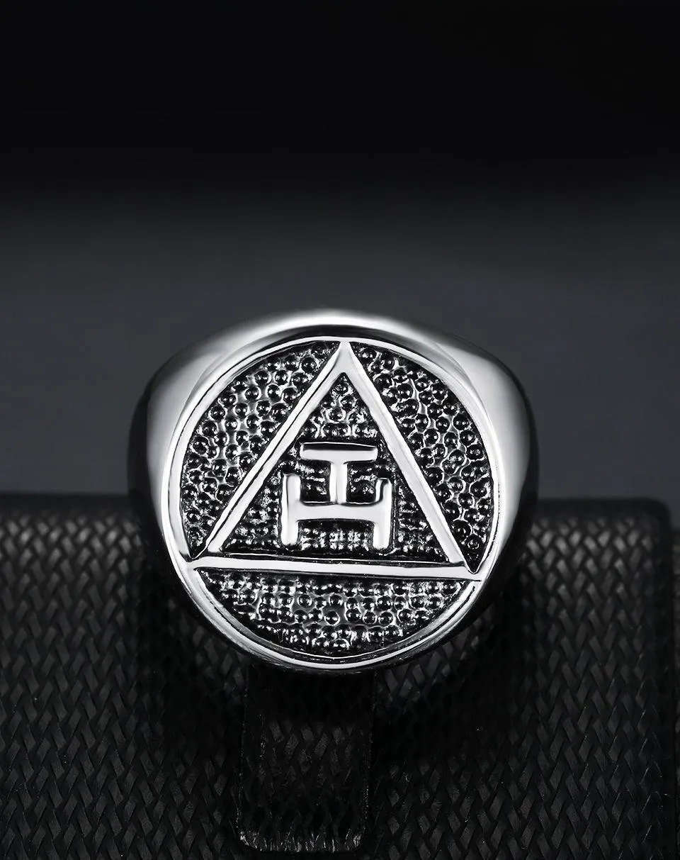 Antique Style Polished Surface 316 Stainless Steel Royal Arch Masonic Rings