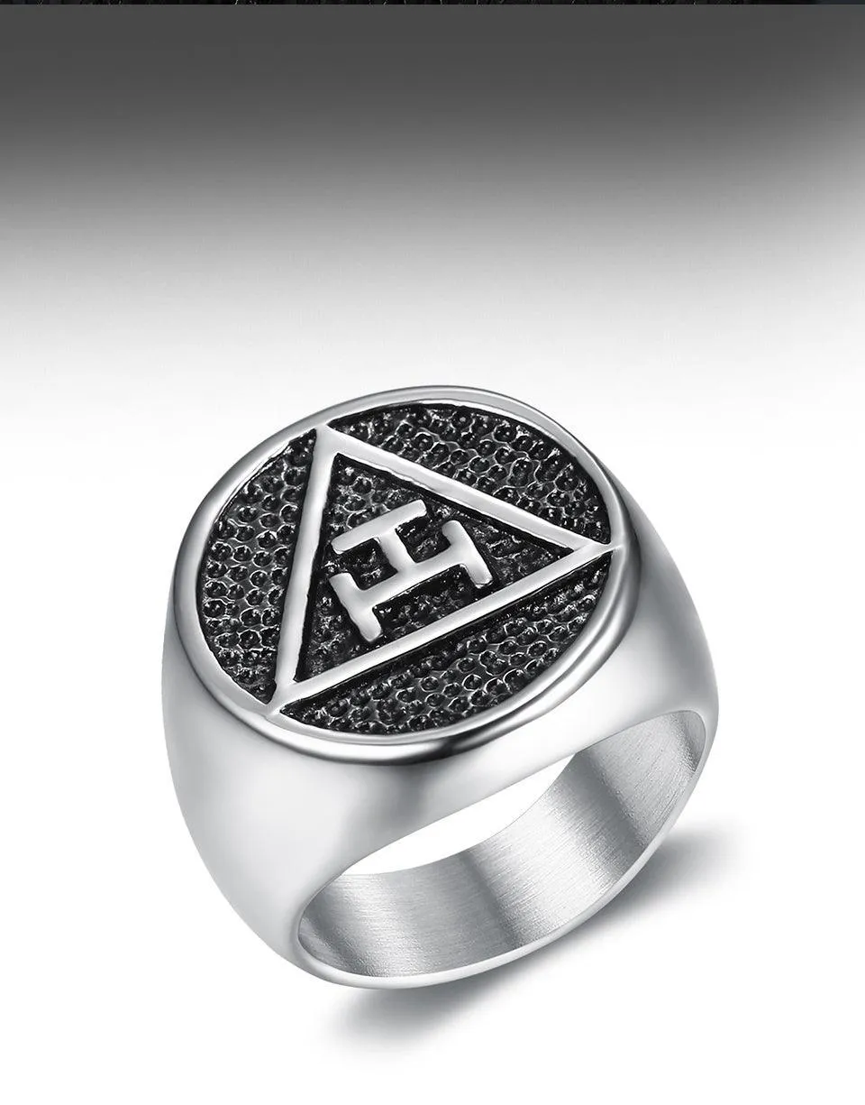 Antique Style Polished Surface 316 Stainless Steel Royal Arch Masonic Rings