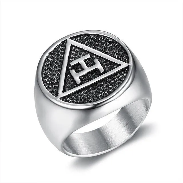 Antique Style Polished Surface 316 Stainless Steel Royal Arch Masonic Rings