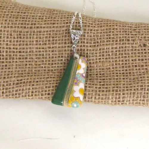 Artisan Floral Drop Pendant on Silver Chain