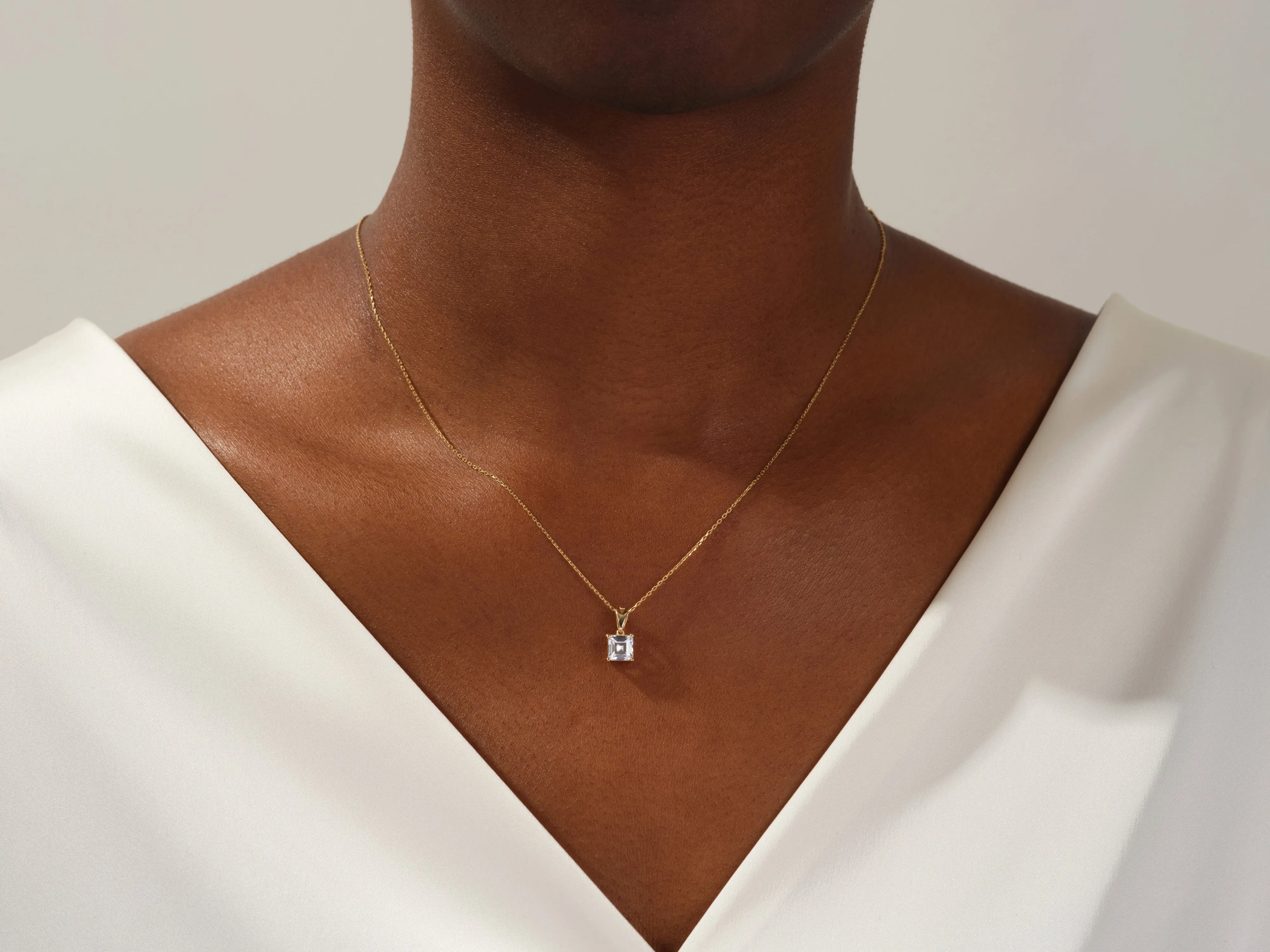 Asscher Cut Moissanite Solitaire Pendant (1.50 CT)