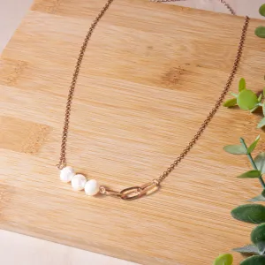 Asymmetrical Necklace with Freshwater Pearl - Statement Necklace | LIKHA