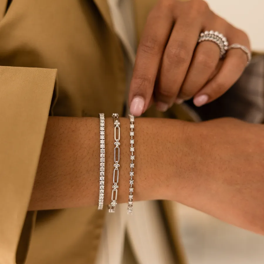 Ava Bea Interval Tennis Bracelet in White Gold