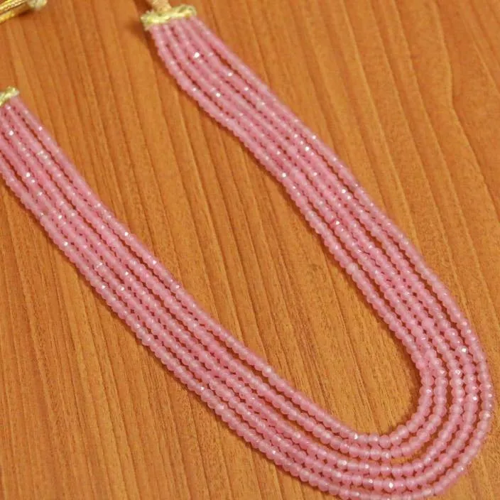 BABY PINK QUARTZ 5 LAYERED NECKLACE