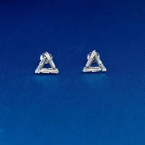 Baguette Triangle Stud Earrings (Pure Silver)