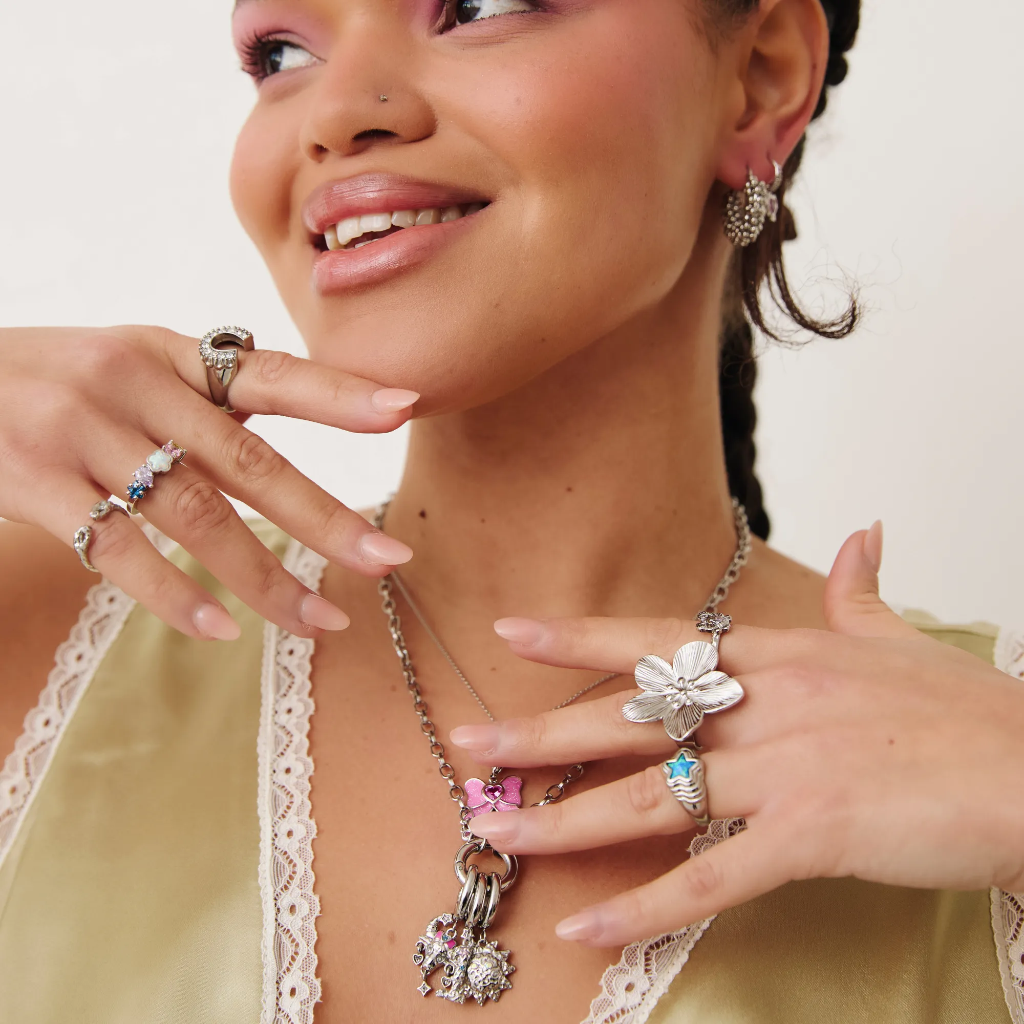 Bauble Hoop Earrings Silver
