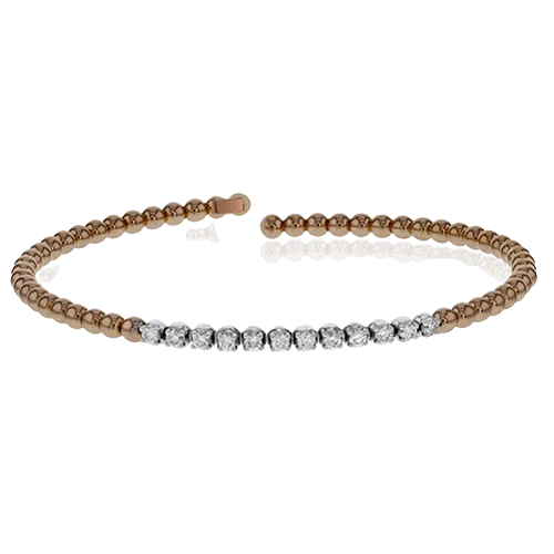 Beaded Bangle in 18k Gold with Diamonds
