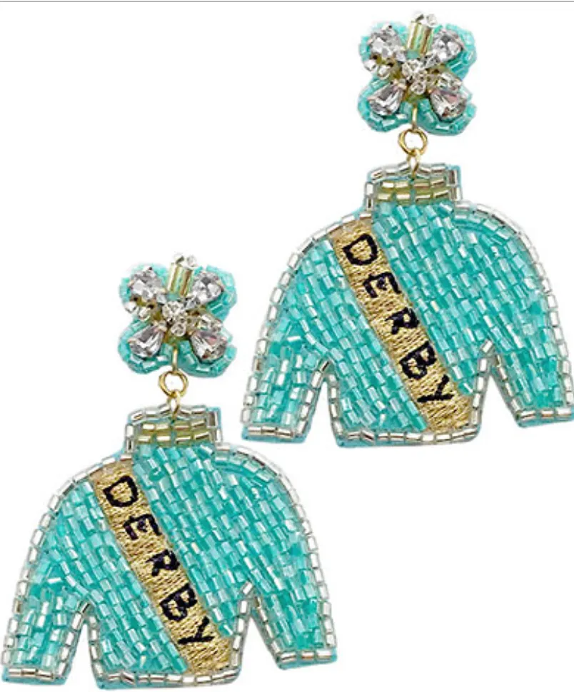 Beaded Derby Jockey Silk Earrings