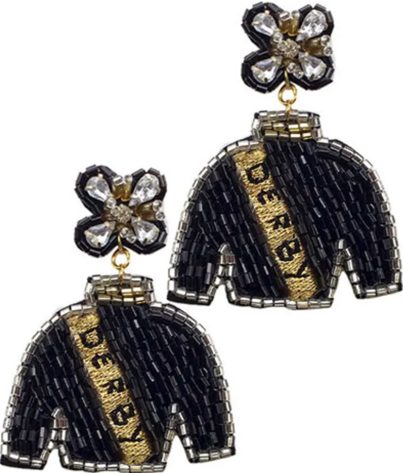 Beaded Derby Jockey Silk Earrings