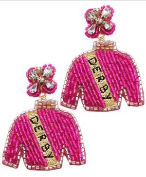 Beaded Derby Jockey Silk Earrings