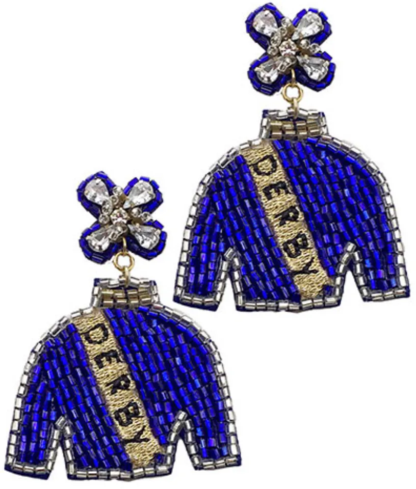 Beaded Derby Jockey Silk Earrings