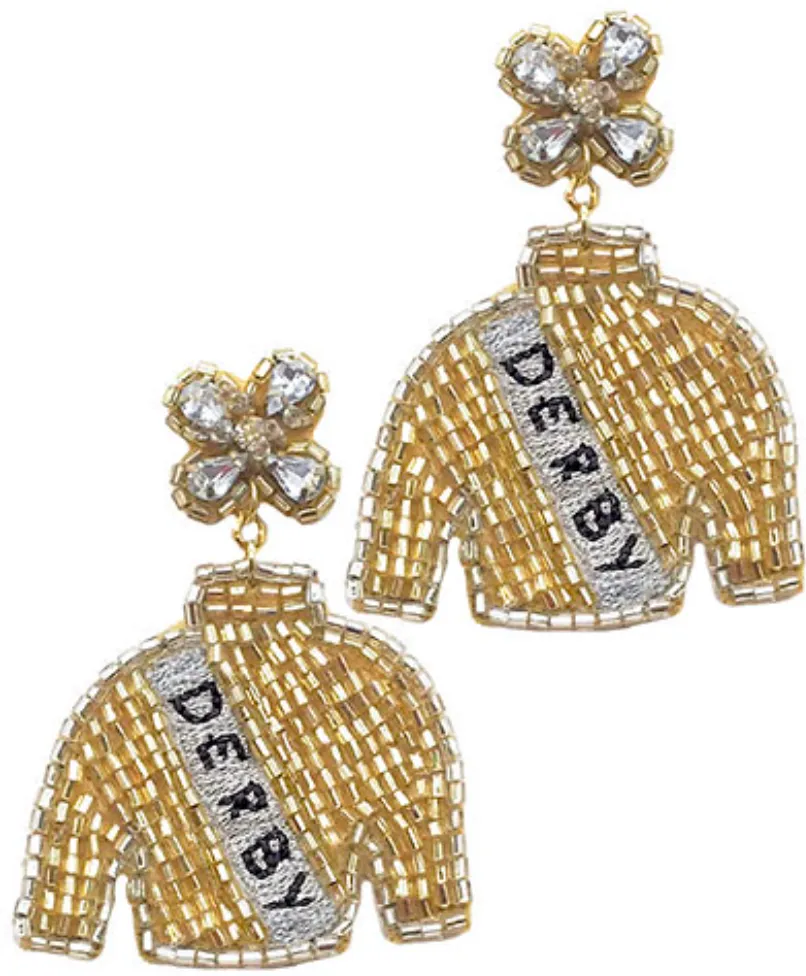 Beaded Derby Jockey Silk Earrings
