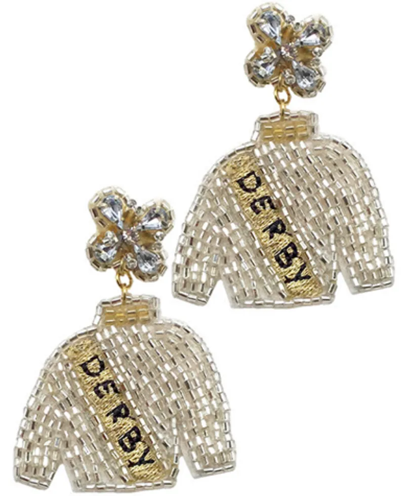 Beaded Derby Jockey Silk Earrings