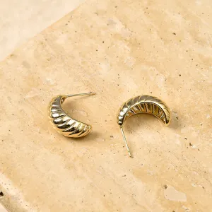 BeauToday 18K Elegant Stud Earrings with Half Moon Design for Women