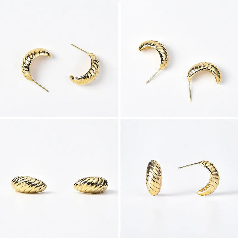 BeauToday 18K Elegant Stud Earrings with Half Moon Design for Women