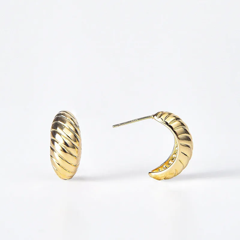 BeauToday 18K Elegant Stud Earrings with Half Moon Design for Women