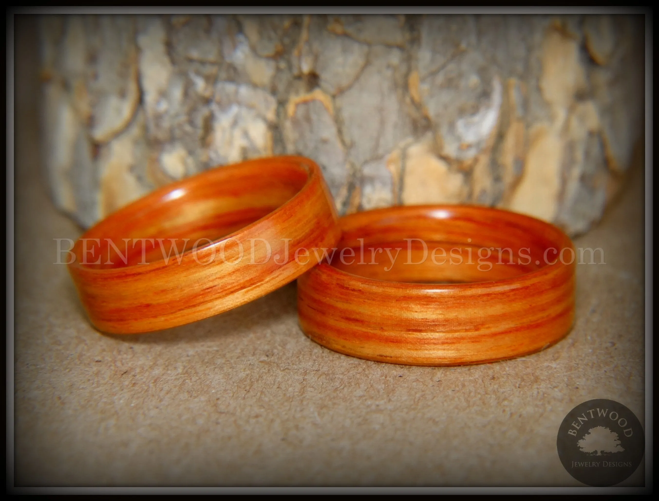 Bentwood Rings Set - "Tennessee Tulip Pair" Classic Tulipwood