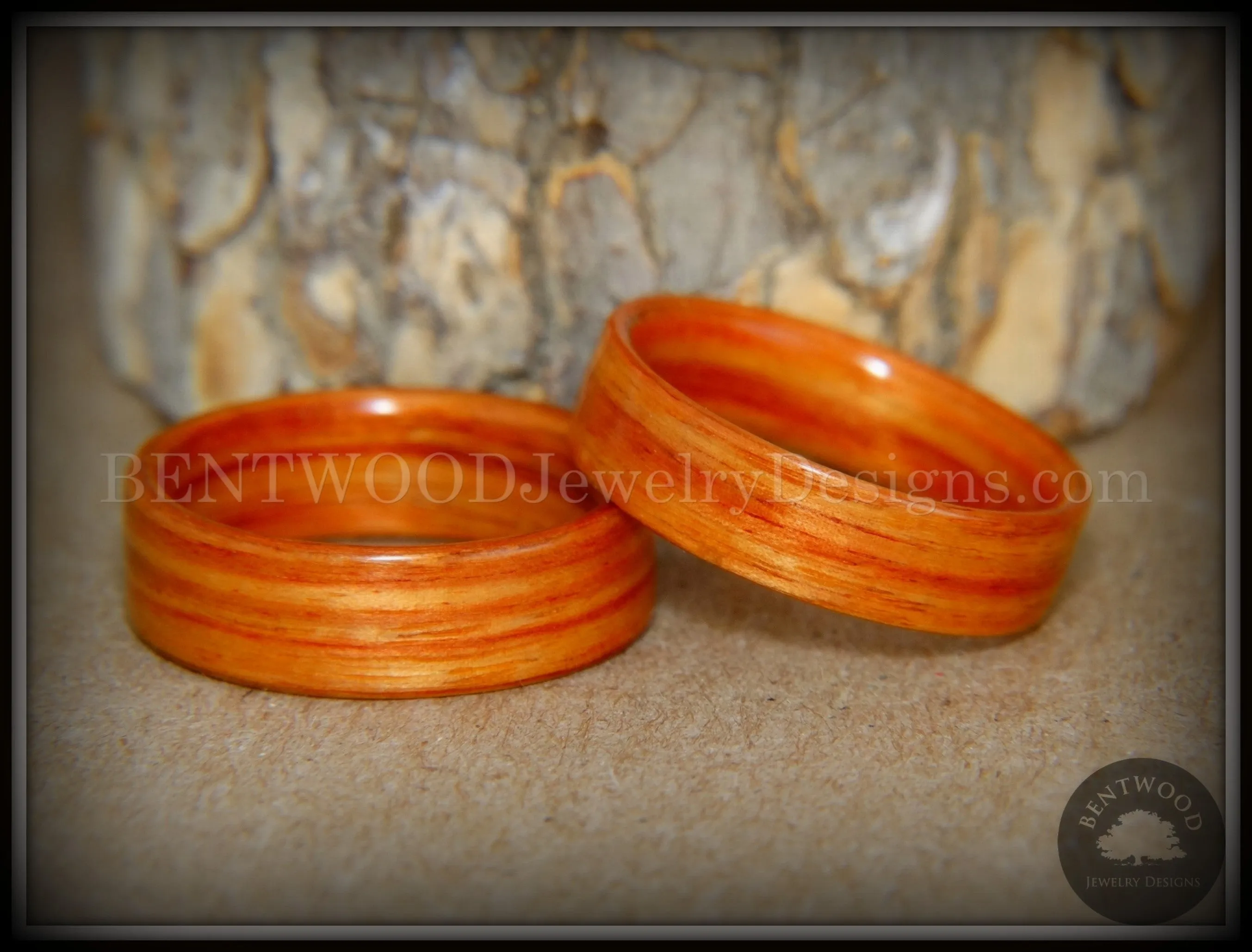 Bentwood Rings Set - "Tennessee Tulip Pair" Classic Tulipwood