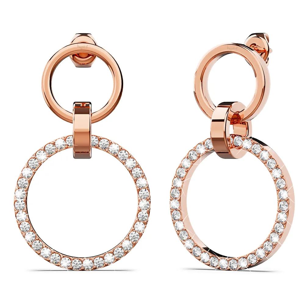 Boxed Orbit of Elegance Earrings & Beauty Bracelet Set with SWAROVSKI® Crystal in Rose Gold