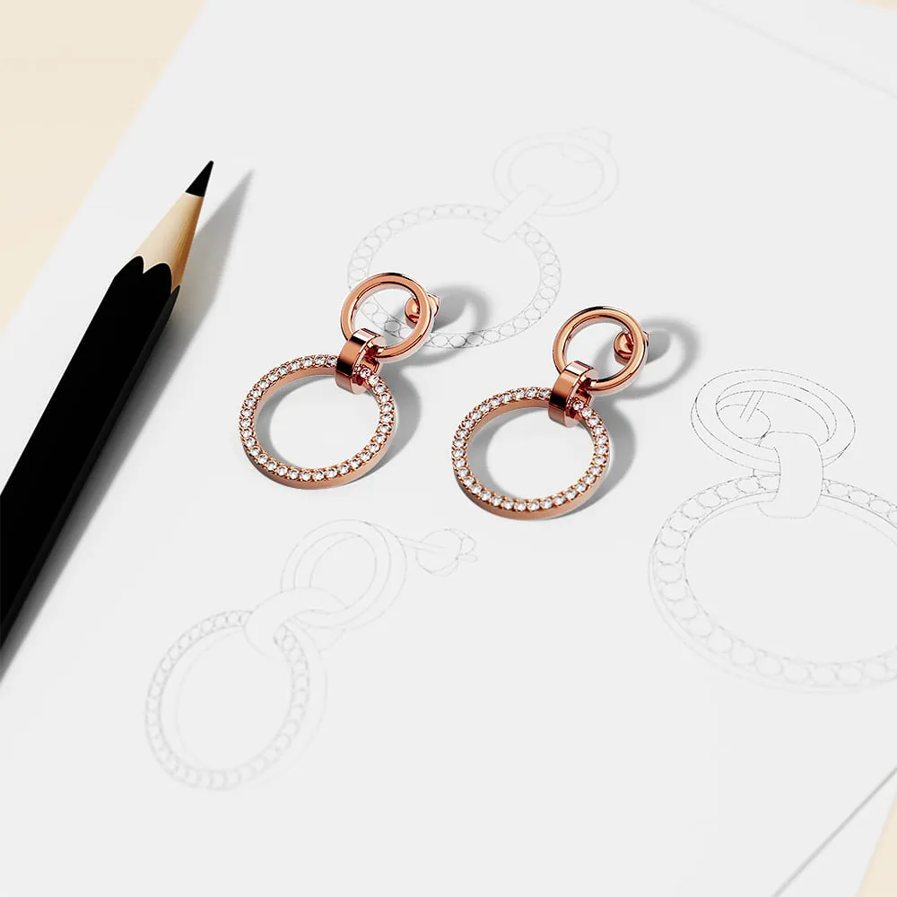 Boxed Orbit of Elegance Earrings & Beauty Bracelet Set with SWAROVSKI® Crystal in Rose Gold