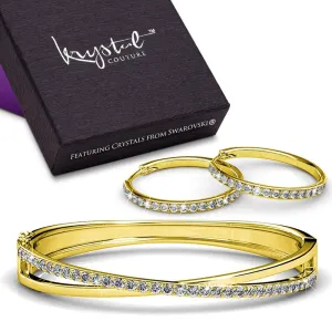 Boxed Perfection Bangle And Earrings Set Gold Embellished with SWAROVSKI® Crystals