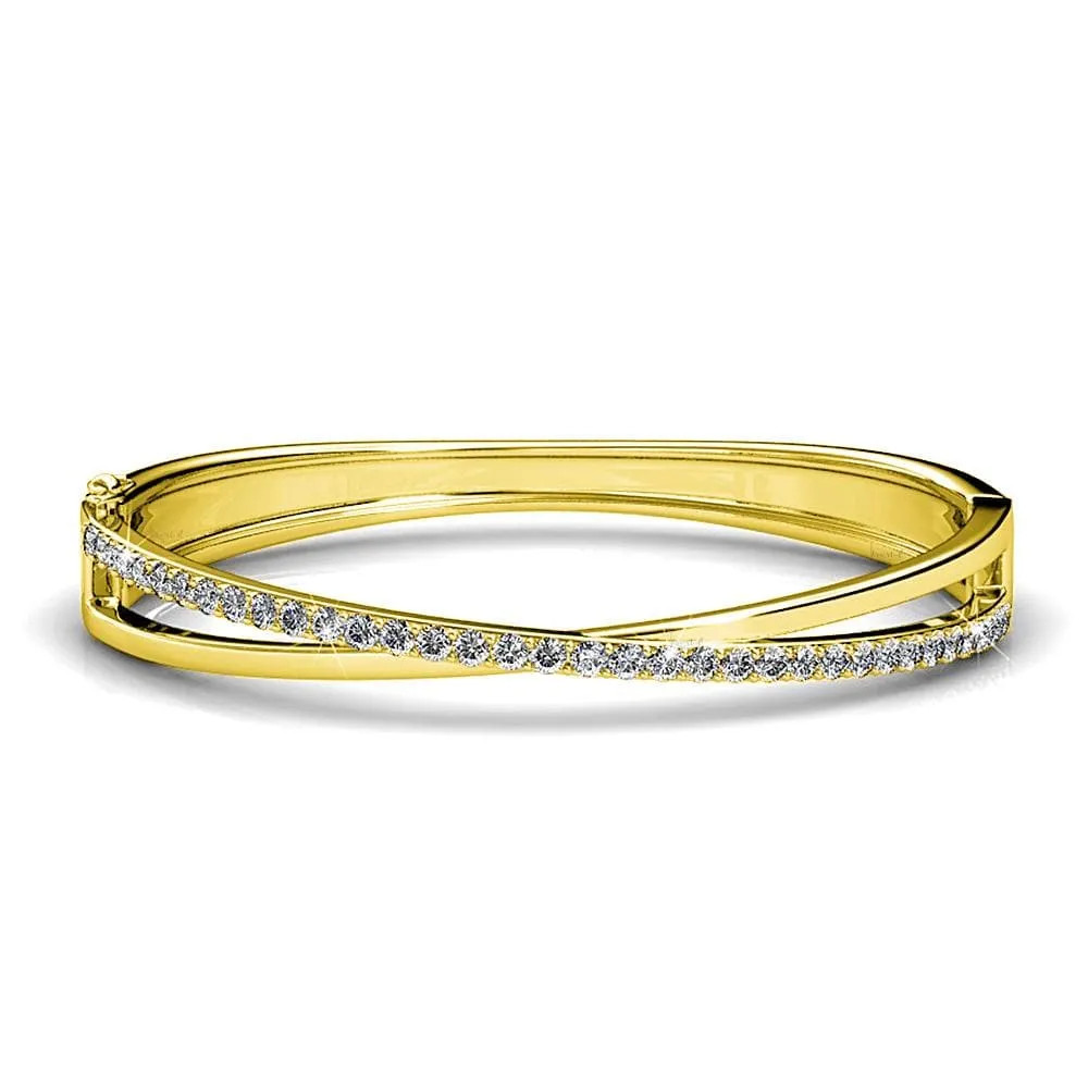 Boxed Perfection Bangle And Earrings Set Gold Embellished with SWAROVSKI® Crystals