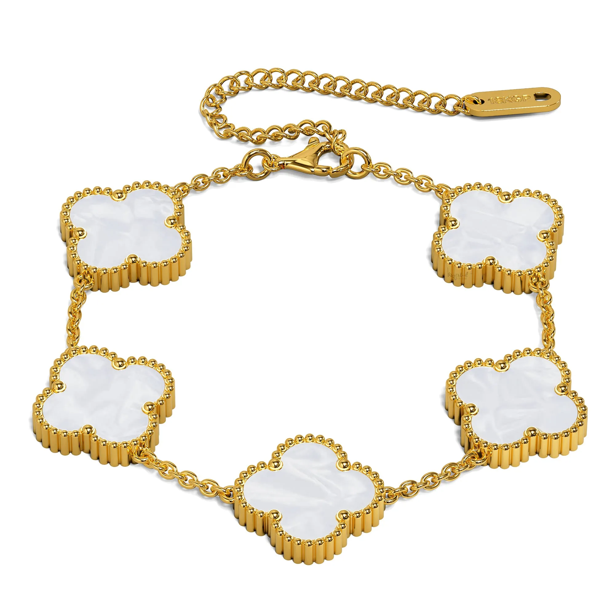 Boxed White Clover Bracelet and Earrings Set