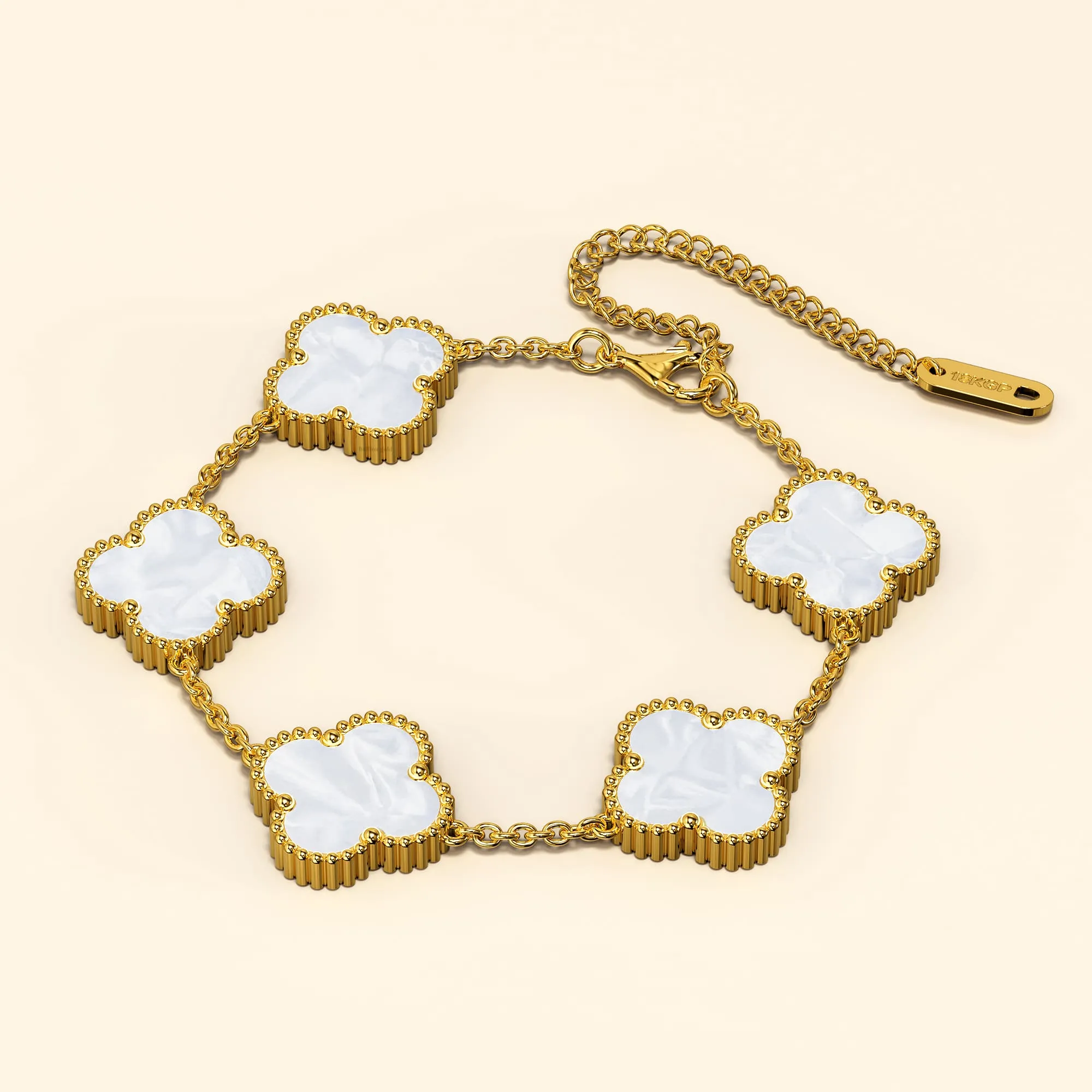 Boxed White Clover Bracelet and Earrings Set