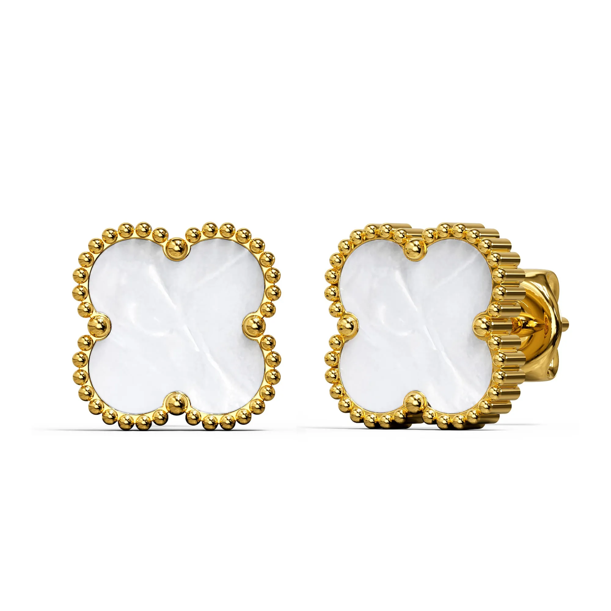 Boxed White Clover Bracelet and Earrings Set