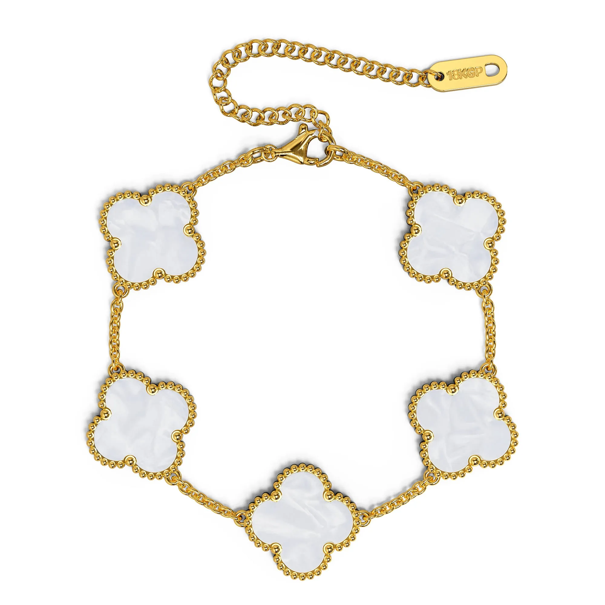 Boxed White Clover Bracelet and Earrings Set
