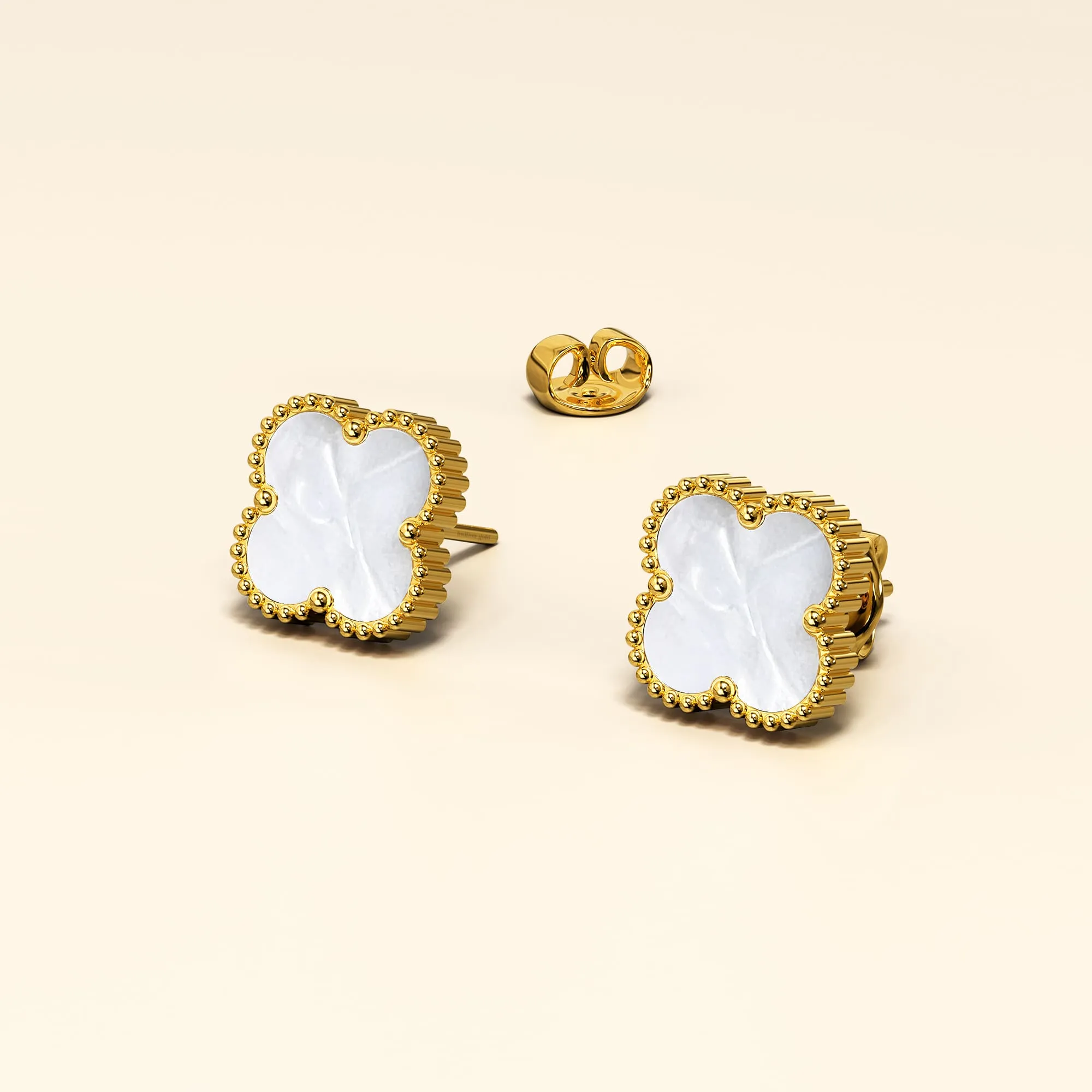 Boxed White Clover Bracelet and Earrings Set