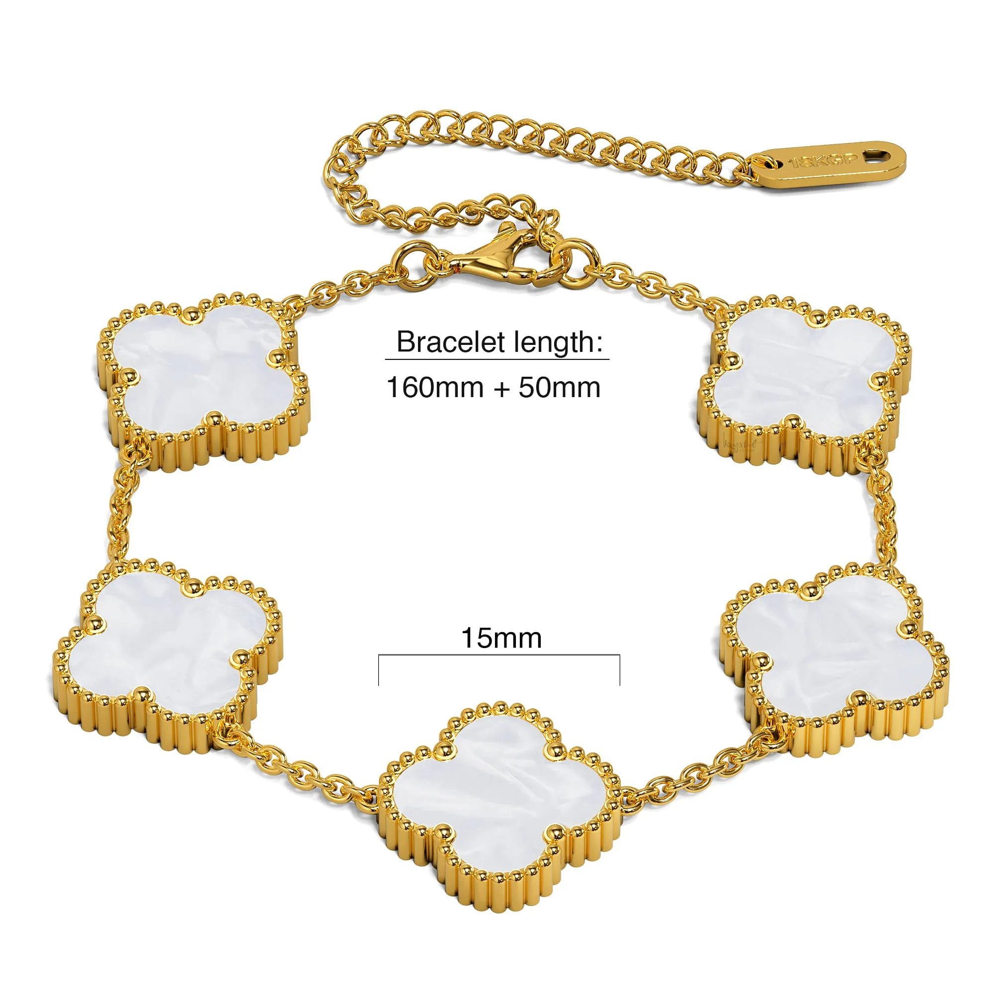 Boxed White Clover Bracelet and Earrings Set