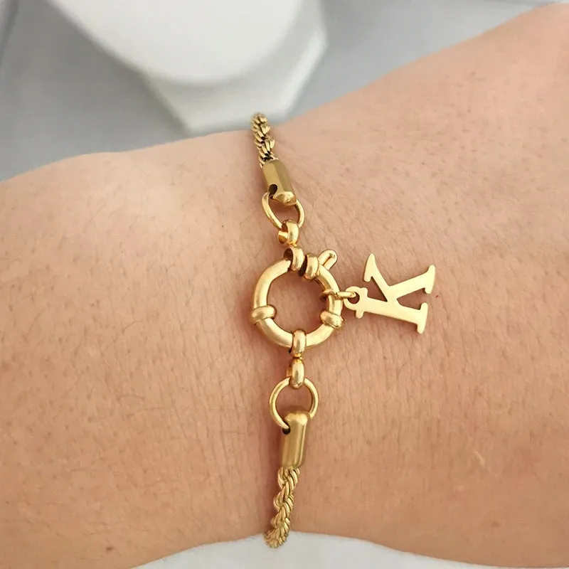 Bracelet Men Stainless Steel Twist Rope Chain Geometric Link Basic