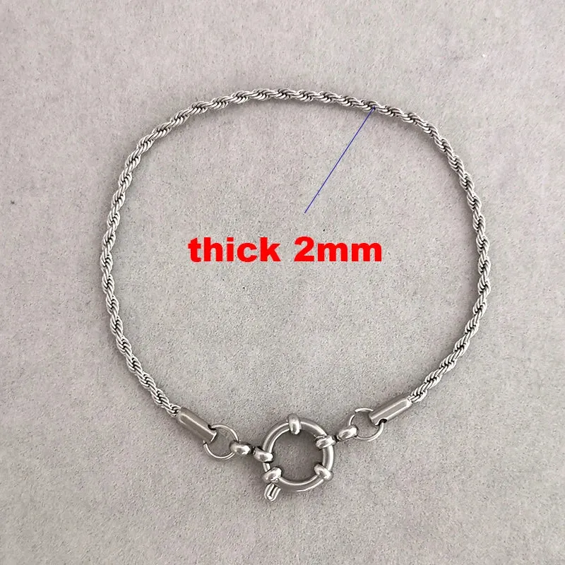 Bracelet Men Stainless Steel Twist Rope Chain Geometric Link Basic